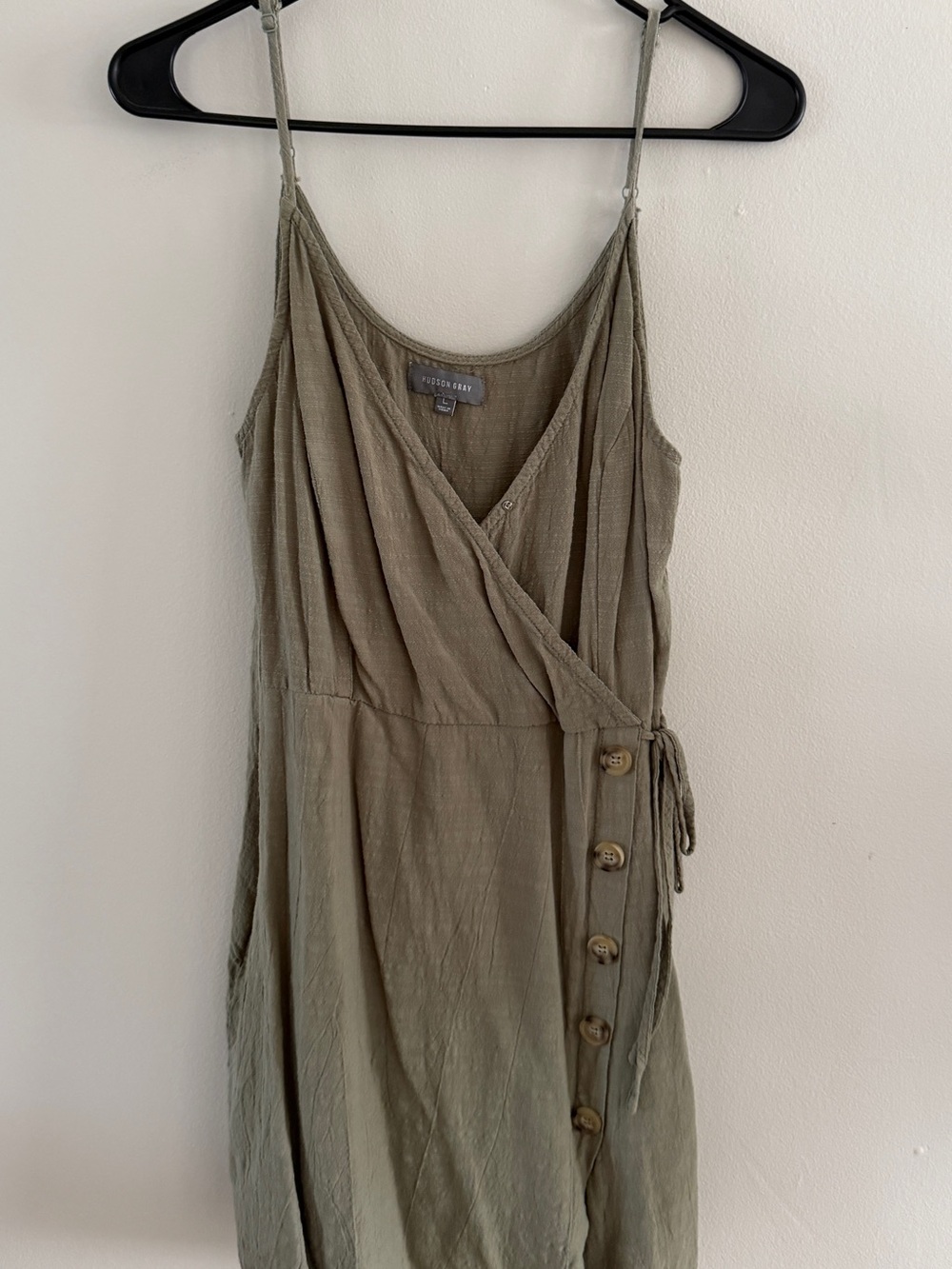 Olive-Green Wrap Midi Dress